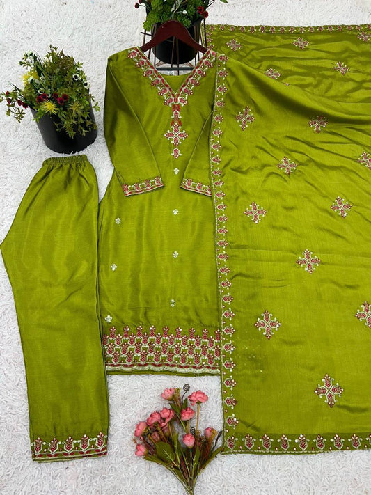 Green Crystal Embroidery Set