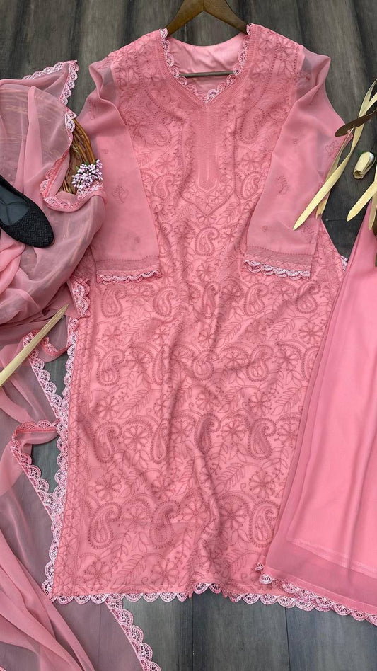 Peach Cotton Bloom Embroidery Set