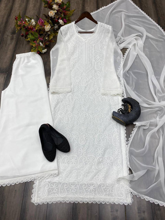 White Cotton Bloom Embroidery Set